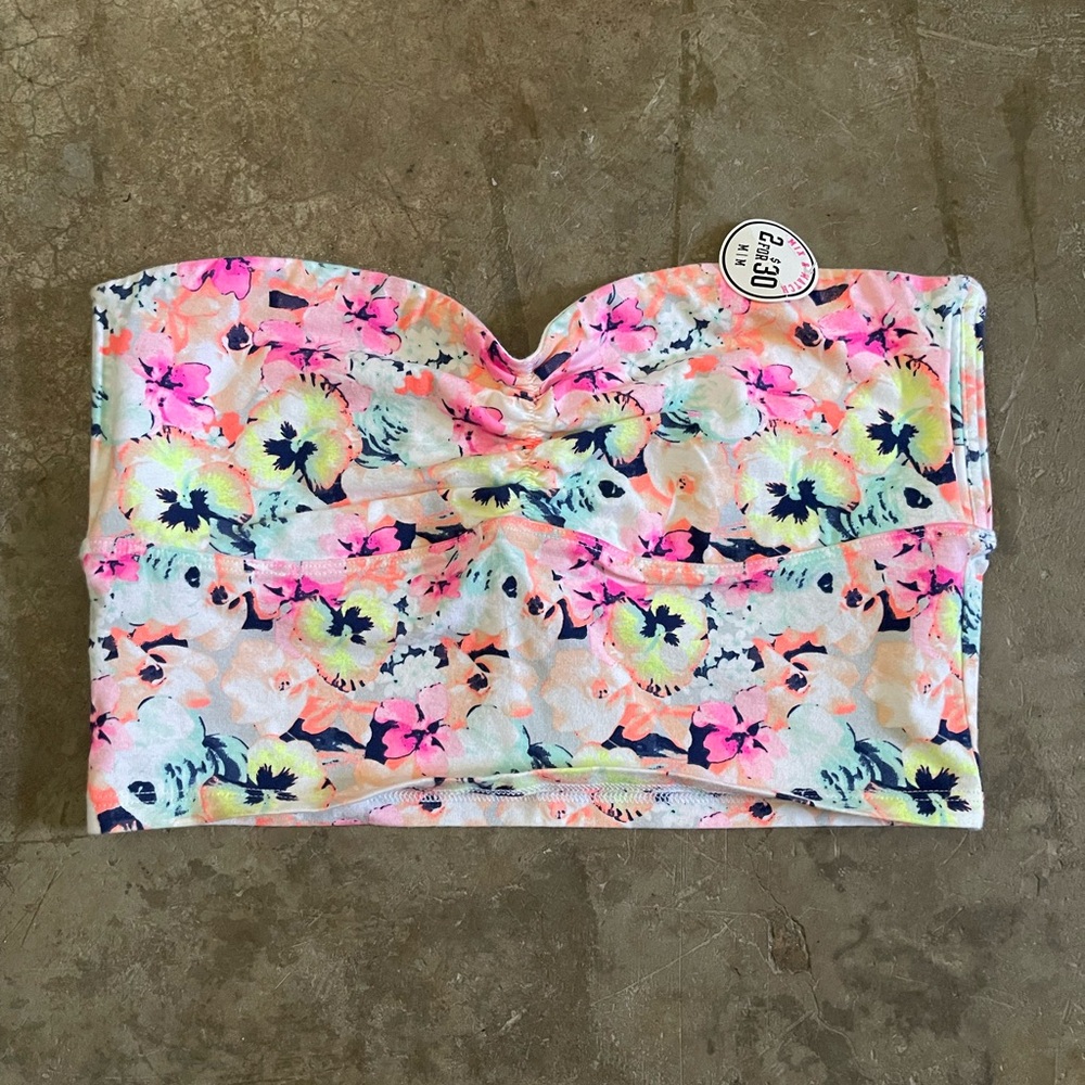 Victoria's Secret Floral Bandeau Top - Pink and Yellow
